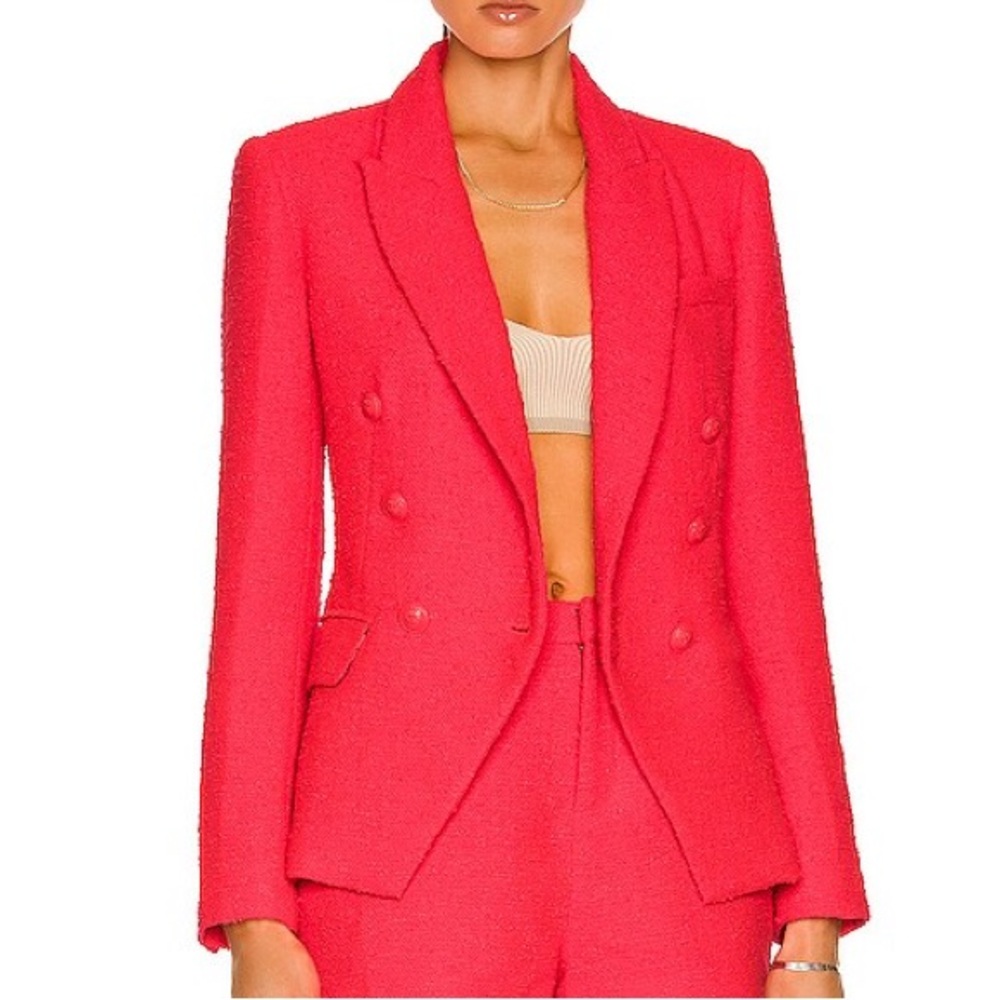 L'Agence Kenzie Double Breasted Tweed Blazer